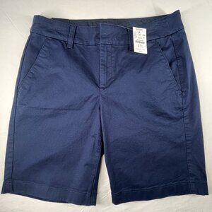 NWT J.Crew Women's Navy Blue Chino Shorts Size 2 Casual Summer Flat Front
